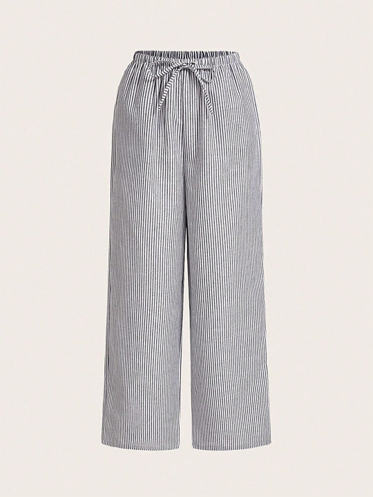 Damen Weite Sommerhose mit komfortablem Gummibund und Streifenmuster Heidi-Mode