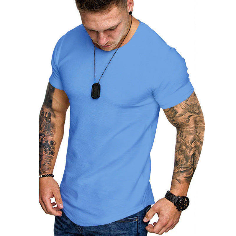 Herren figurbetontes Kurzarm-T-Shirt aus hochwertiger Baumwolle mit Rundhalsausschnitt und bequemen Schnitt Heidi-Mode