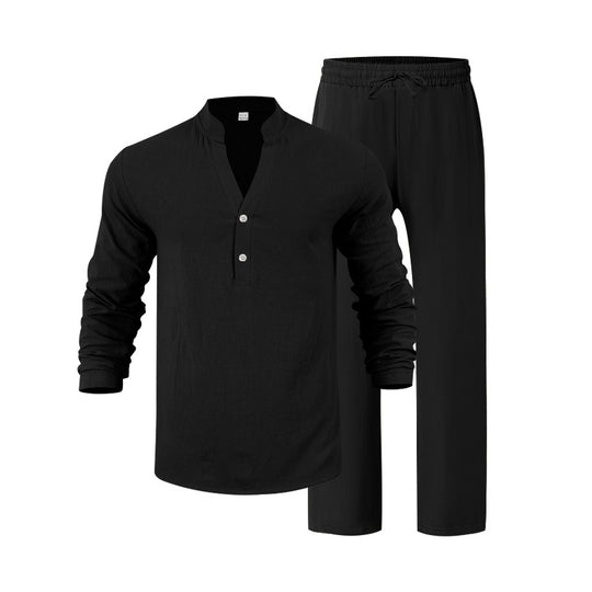Herren entspannendes Langarm-Hemd & Freizeithose Set Heidi-Mode