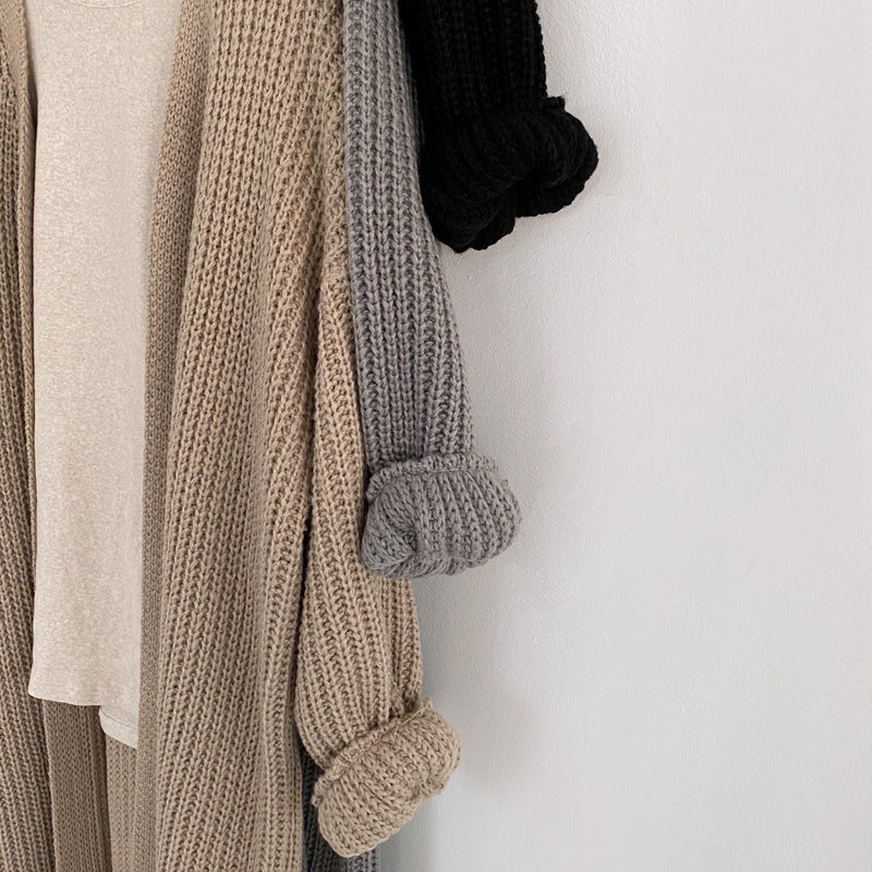 Damen Oversized Strickcardigan mit tiefen Raglanärmeln Heidi-Mode