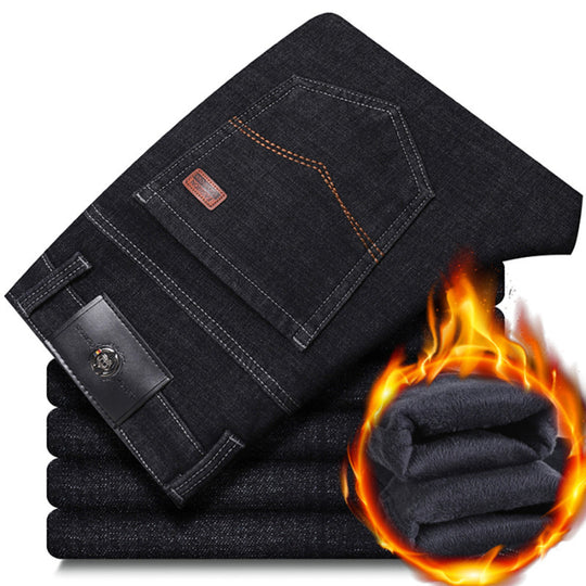Herren warme gefütterte Jeanshose mit klassischem Schnitt Heidi-Mode