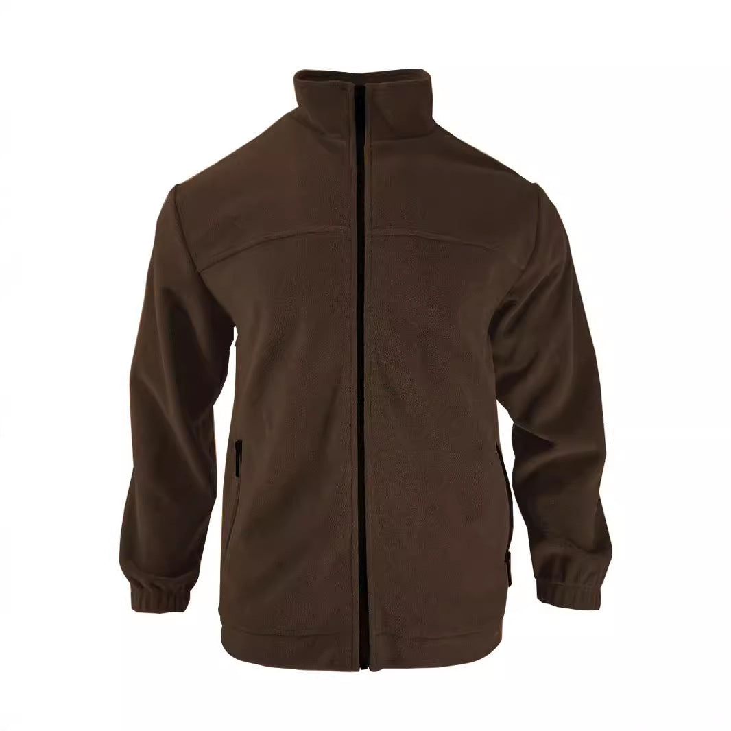 Herren Fleecejacke mit hohem Kragen und praktischen Reißverschlusstaschen Heidi-Mode