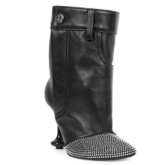 Damen High-Heel Stiefeletten mit Strass-Akzent Heidi-Mode