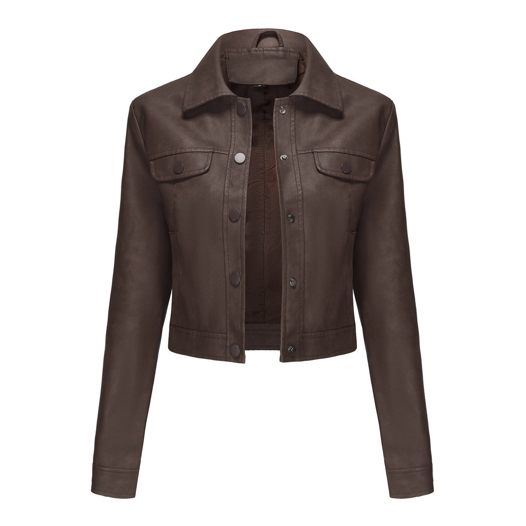 Damen modische kurz geschnittene Lederjacke Heidi-Mode