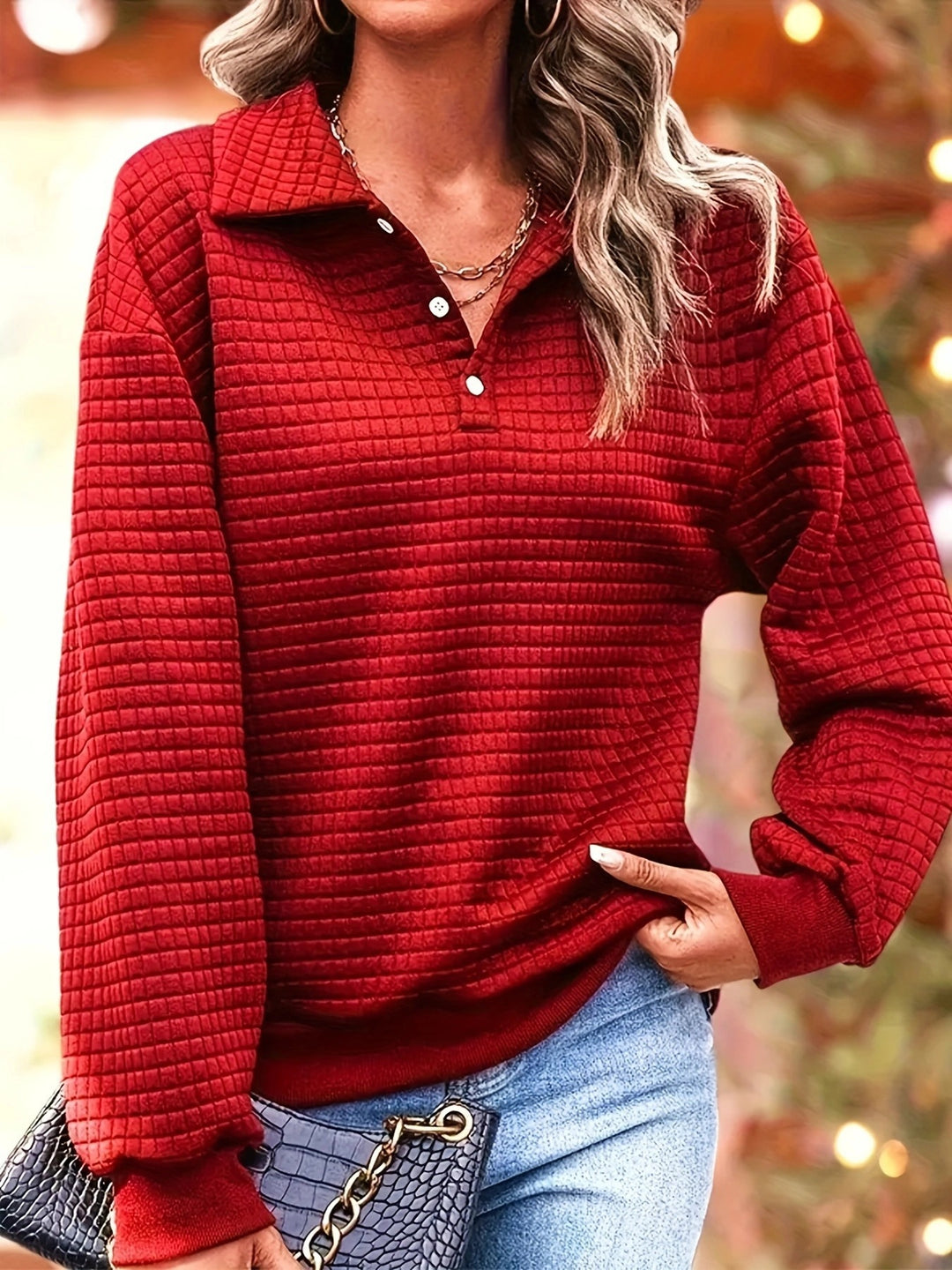 Damen lässiger Pullover mit strukturiertem Stoff Heidi-Mode