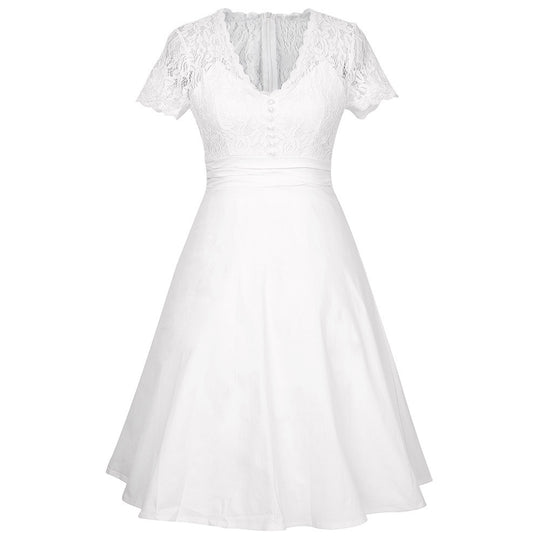 Damen Hochwertiges Hochzeitskleid mit Spitzendetails und schwingendem Rock Heidi-Mode