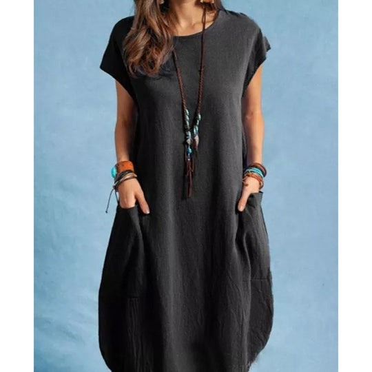 Damen luftiges Sommerkleid mit praktischen Taschen und modernem Schnitt Heidi-Mode