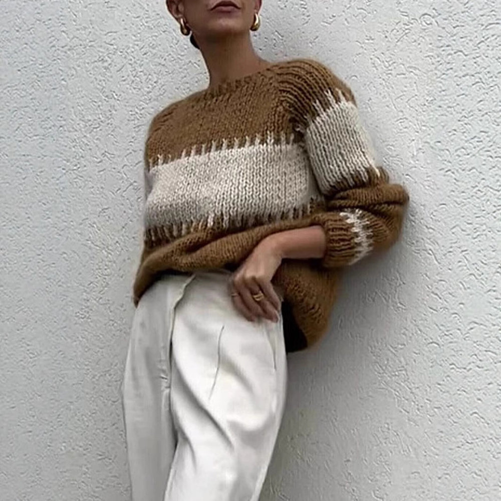 Damen gestrickter Oversized Pullover Heidi-Mode