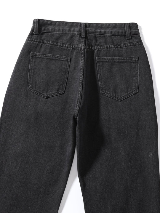 Heidi-Mode | Frauen Hoch Taillierte Lockere Jeans mit Rissen und Löchern