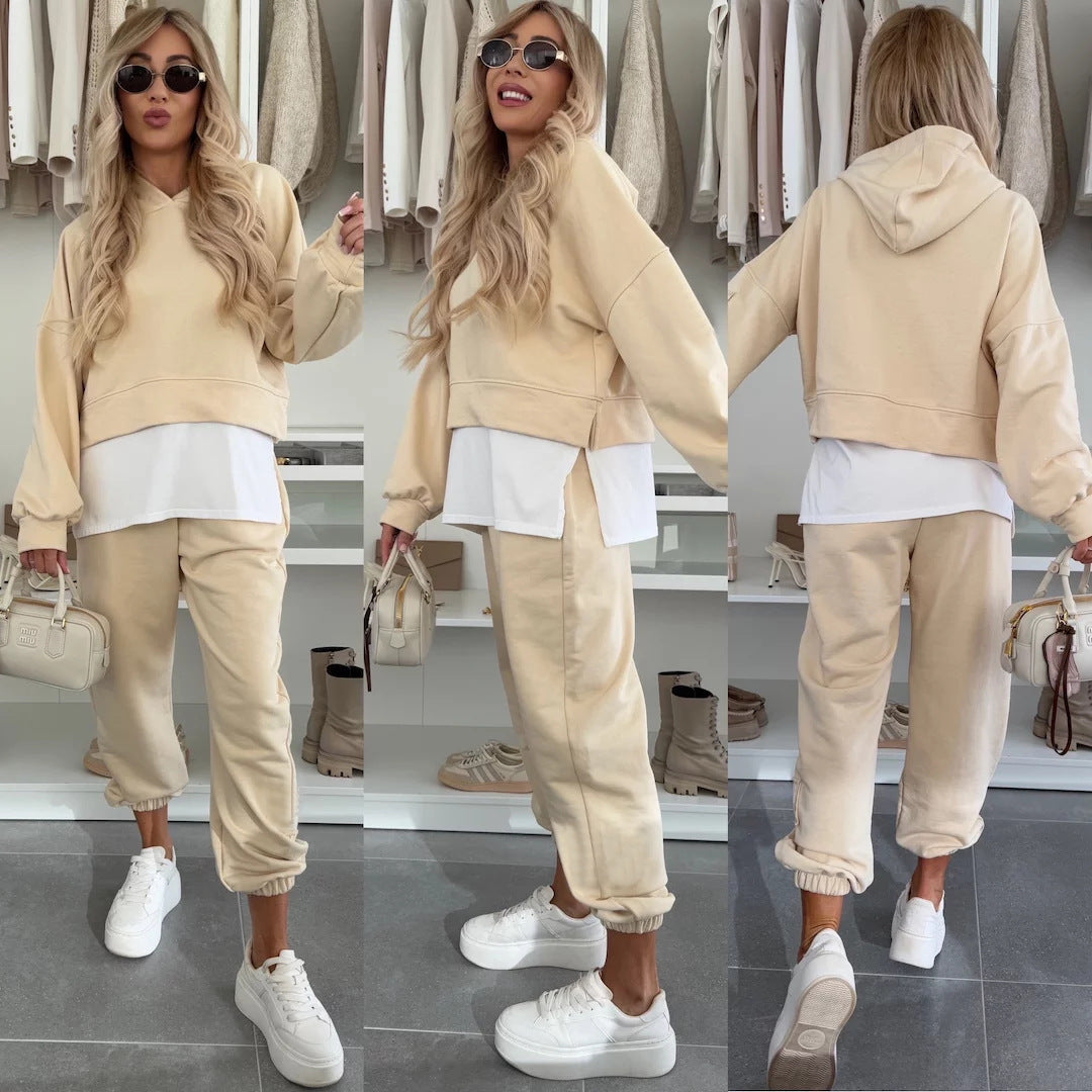 Damen Lässiges cropped Hoodie und entspannende Jogginghose Set Heidi-Mode