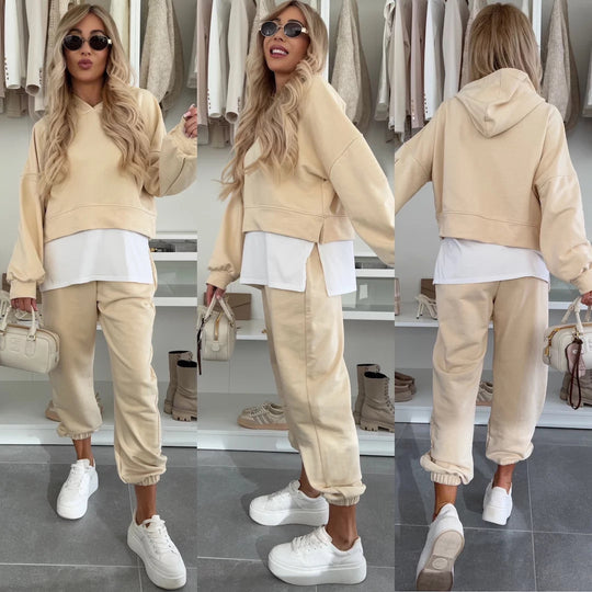 Damen Lässiges cropped Hoodie und entspannende Jogginghose Set Heidi-Mode
