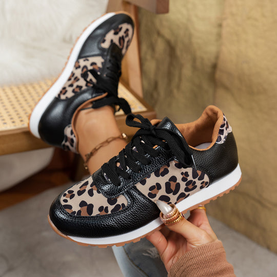 Damen Sneaker mit Leopardenmuster und atmungsaktiver Sohle Heidi-Mode