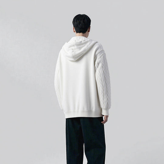 Herren Strickpullover mit Kapuze und Zopfmuster Heidi-Mode