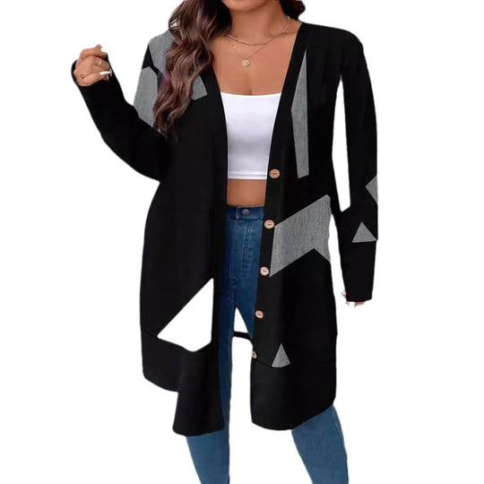 Damen Oversized Strickjacke mit grafischem Design Heidi-Mode