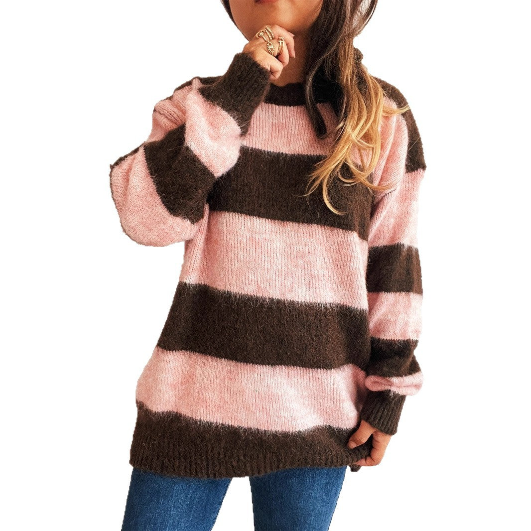 Damen lässiger Streifenpullover im Oversized-Schnitt Heidi-Mode