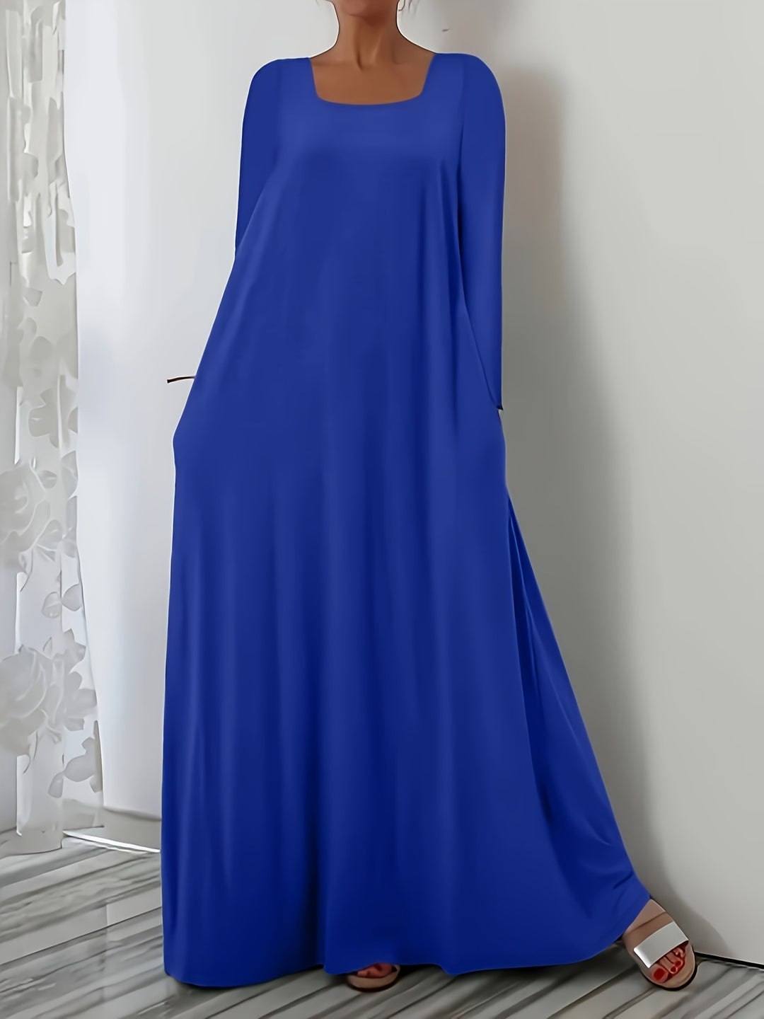 Damen Weit geschnittenes Maxikleid mit praktischen Taschen Heidi-Mode