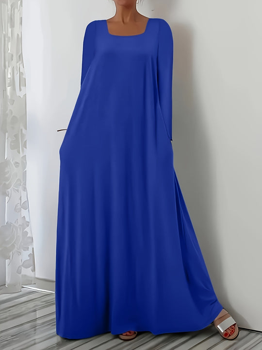 Damen Weit geschnittenes Maxikleid mit praktischen Taschen Heidi-Mode