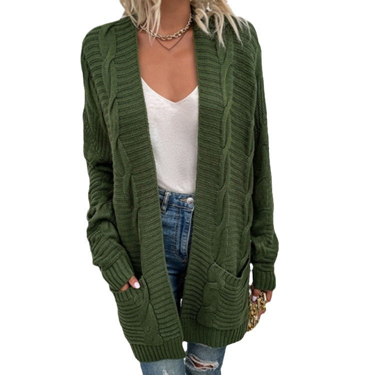 Damen Strickcardigan mit strukturiertem Design und großen Taschen Heidi-Mode