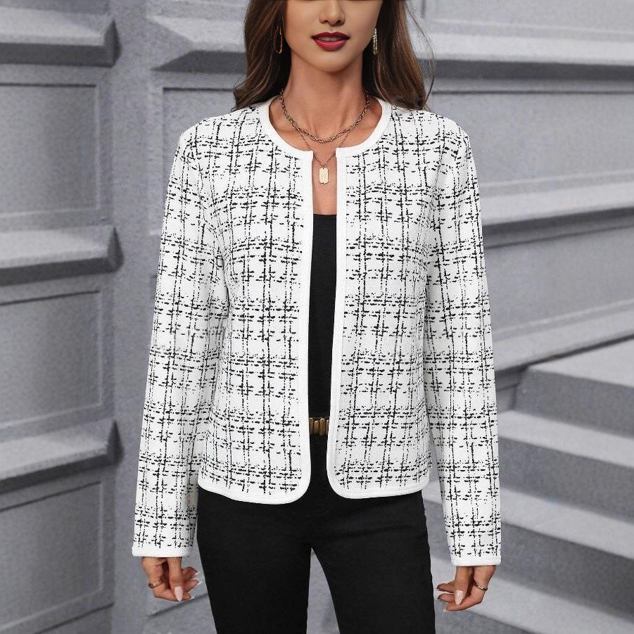 Damen strukturierte Blazerjacke mit Kontrastdetails Heidi-Mode