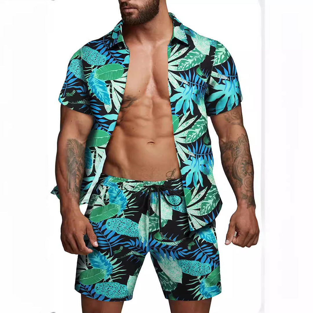 Herren kurzärmliges Hemd und Badeshorts Set Heidi-Mode