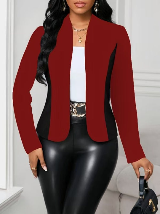 Damen moderne Blazerjacke mit farblich abgesetzten Einsätzen Heidi-Mode