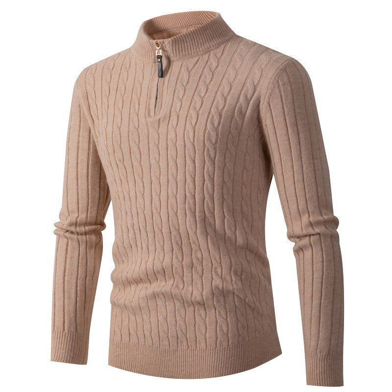 Herren eleganter Rollkragenpullover mit strukturiertem Zopfmuster Heidi-Mode