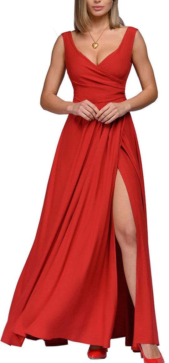 Damen Maxikleid mit elegantem Wickeldesign und seitlichem Schlitz Heidi-Mode