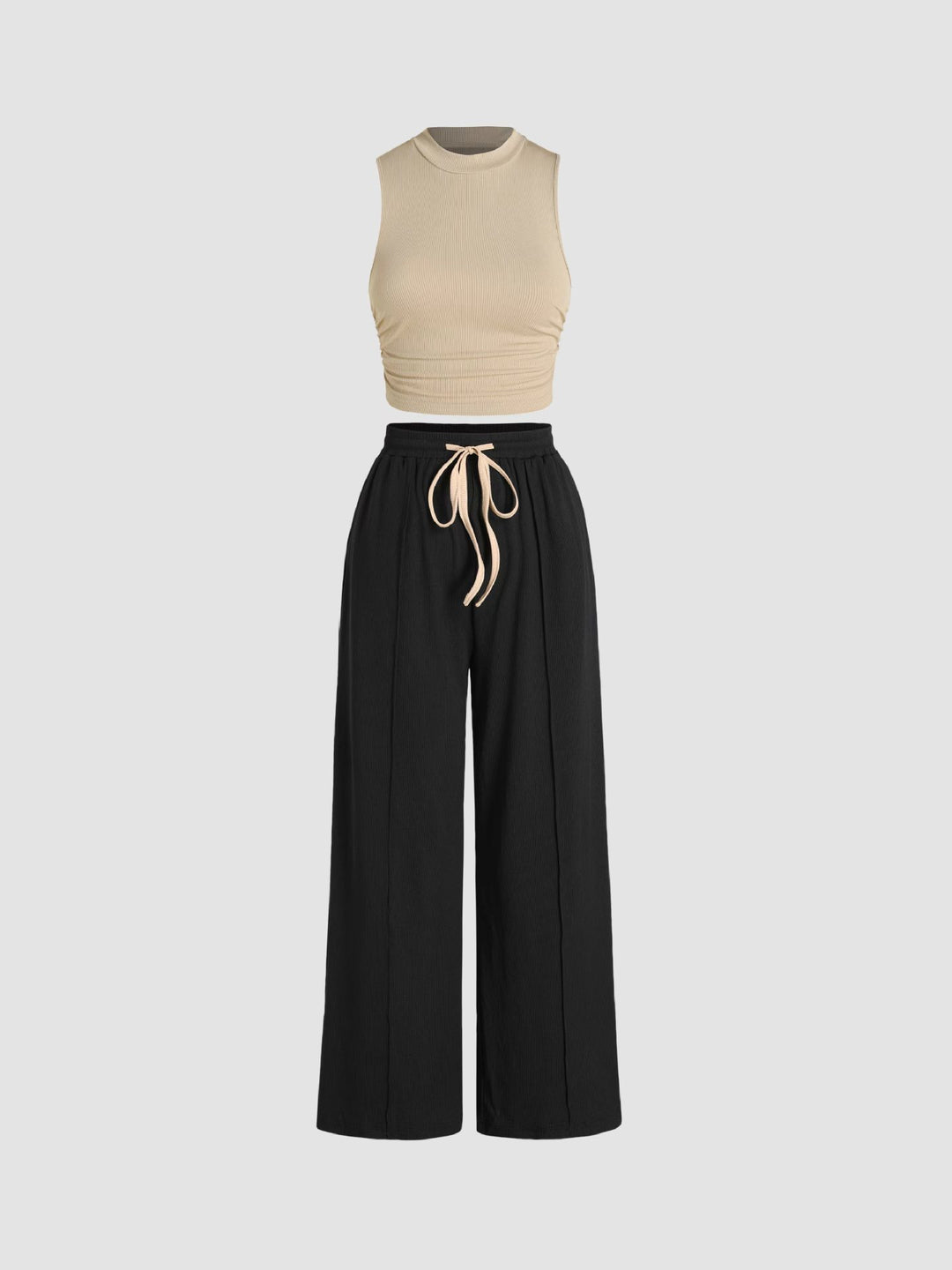 Damen lässiges Oberteil und weit geschnittene Hose Set Heidi-Mode
