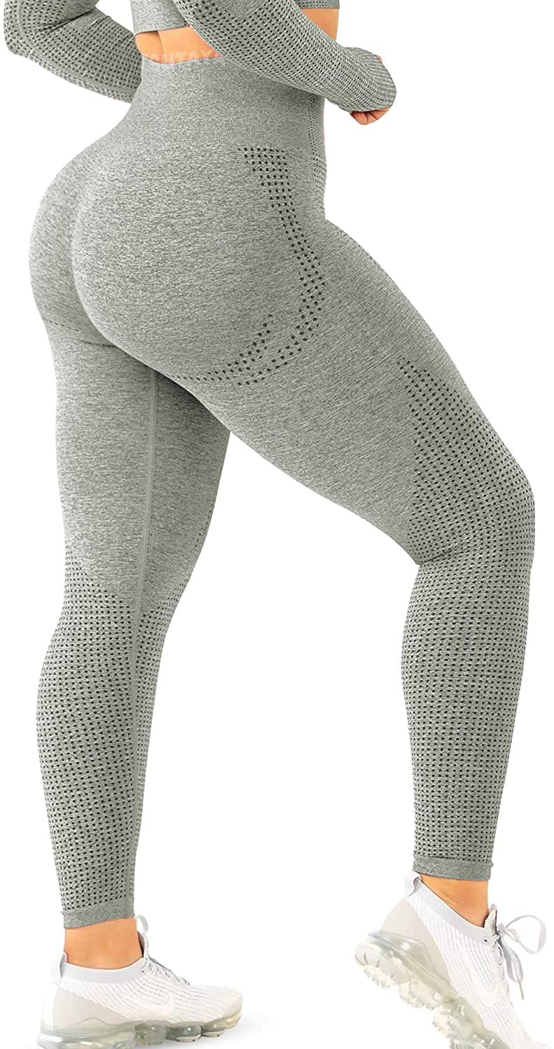 Damen Hohe Performance Fitnessleggings mit strukturierter Oberfläche Heidi-Mode