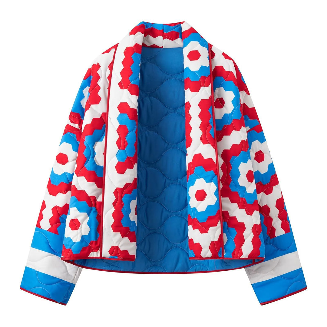 Damen Steppjacke mit geometrischem Muster und modernem Design Heidi-Mode