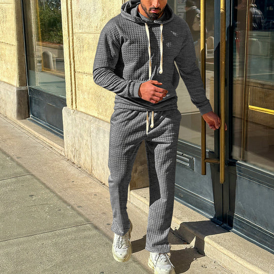 Herren Sportlicher Fleeceanzug mit modernem Strukturdesign und praktischer Kapuze Heidi-Mode