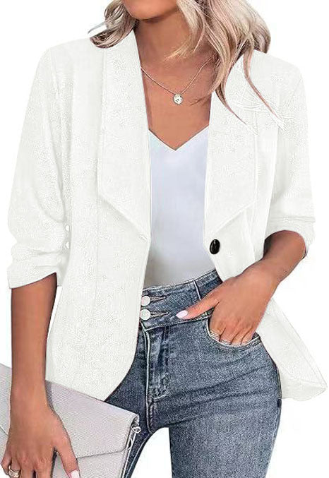Damen Glitzer Blazerjacke mit femininer Silhouette und elegantem Revers Heidi-Mode