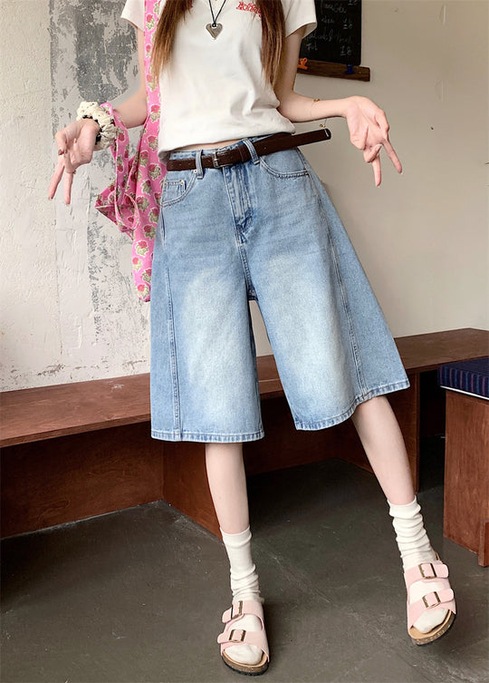 Damen weite Denim-Shorts im modernen Design mit praktischen Taschen Heidi-Mode