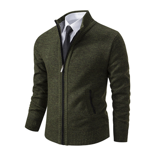 Herren Strickjacke mit hohem Kragen und elegantem Reißverschluss Heidi-Mode