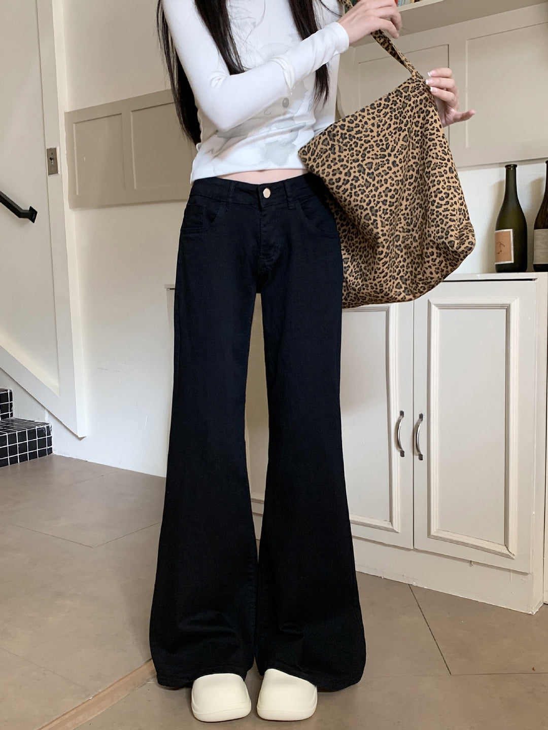 Damen Weite Flared Jeans mit hohem Bund und modernem Schnitt Heidi-Mode