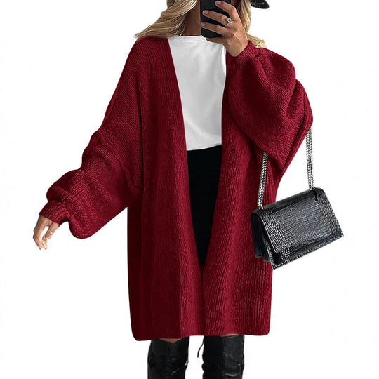Damen Übergroßer Strickmantel mit offener Front und langen Ärmeln Heidi-Mode