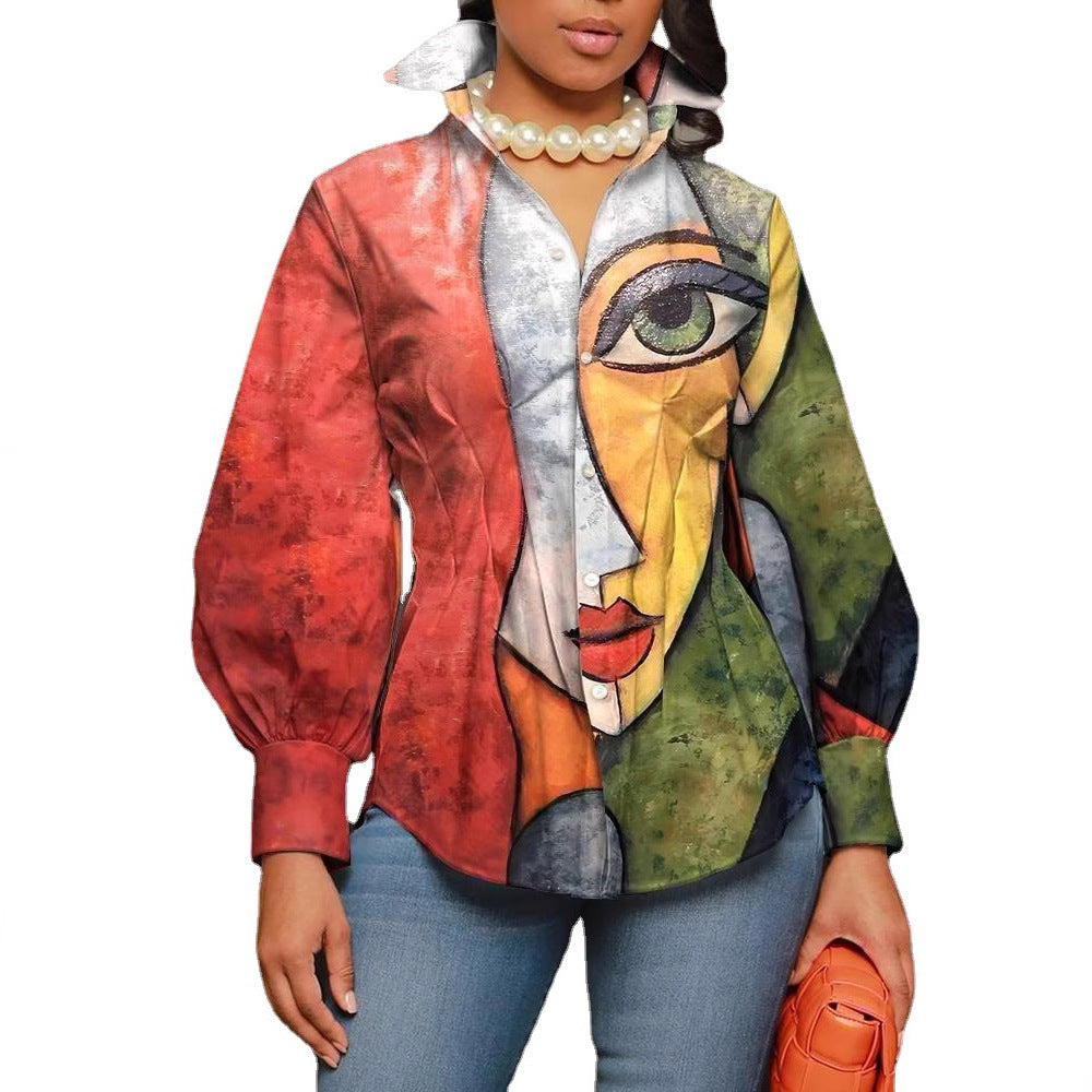 Damen modische Bluse mit geometrischem Design Heidi-Mode