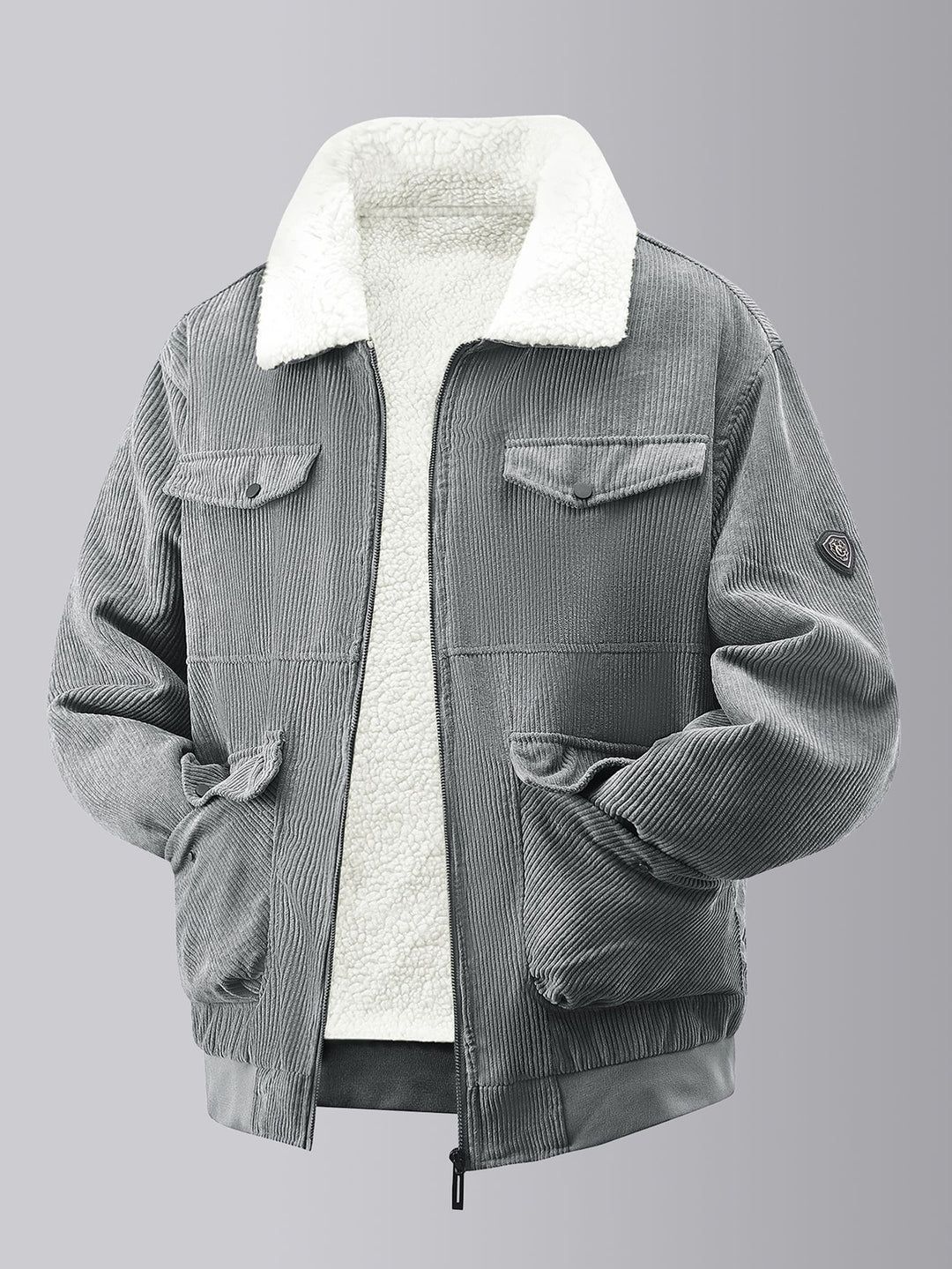 Herren kuschelige Teddy-Fleecejacke mit praktischen Brusttaschen und elastischen Bündchen Heidi-Mode