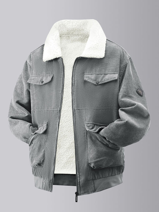 Herren kuschelige Teddy-Fleecejacke mit praktischen Brusttaschen und elastischen Bündchen Heidi-Mode