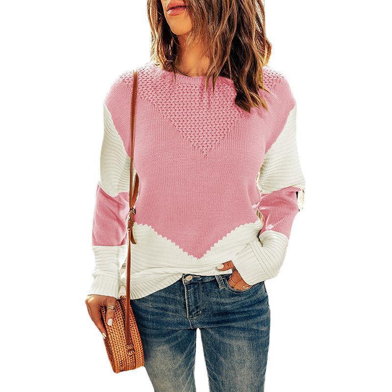 Damen modischer Strickpullover mit modernen Farbkombinationen und strukturierter Optik Heidi-Mode