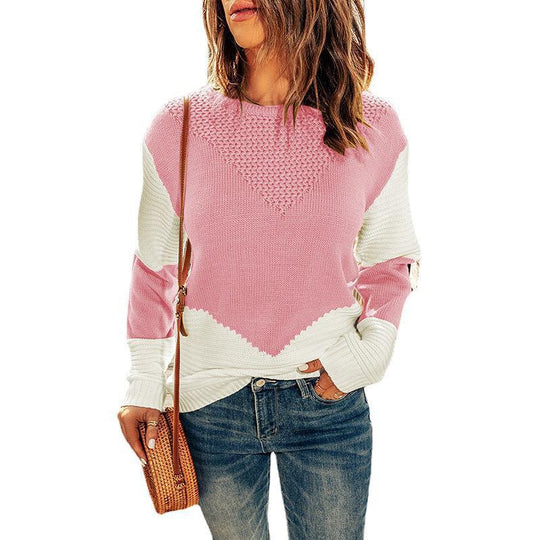 Damen modischer Strickpullover mit modernen Farbkombinationen und strukturierter Optik Heidi-Mode