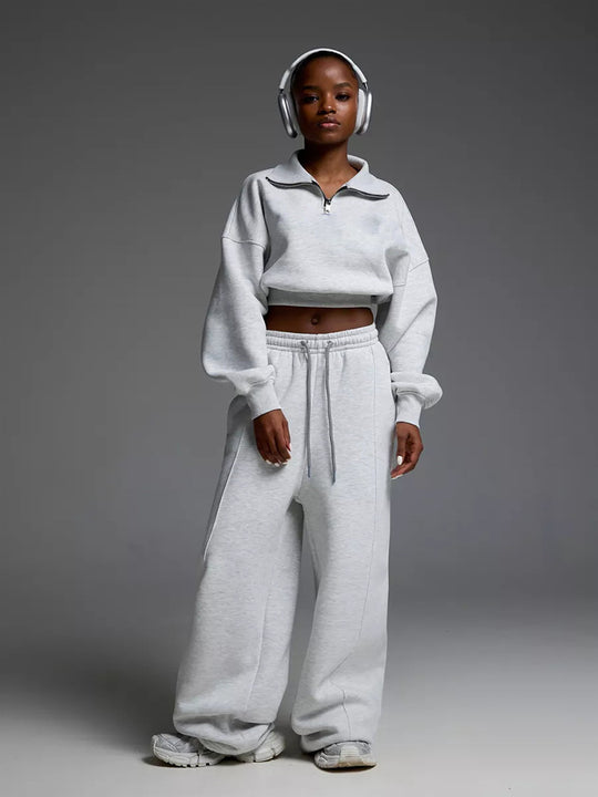 Damen lässiges und oversized Sweatset mit Reißverschluss Heidi-Mode