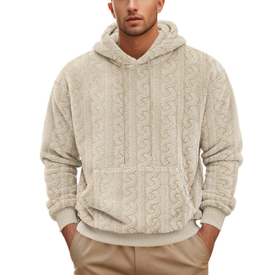 Herren Fleece-Hoodie mit strukturiertem Design und praktischen Taschen Heidi-Mode