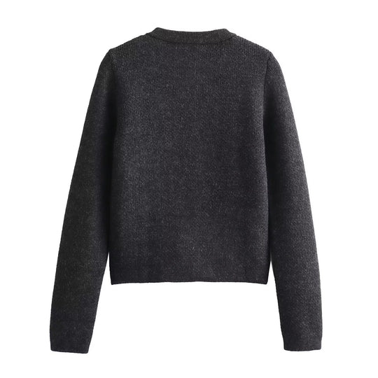 Damen Strickjacke mit dekorativen Knöpfen und Taschen Heidi-Mode