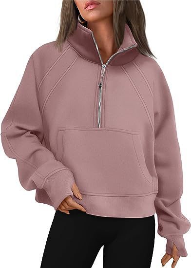 Damen Sportlicher Pullover mit hohem Kragen und Reißverschluss Heidi-Mode