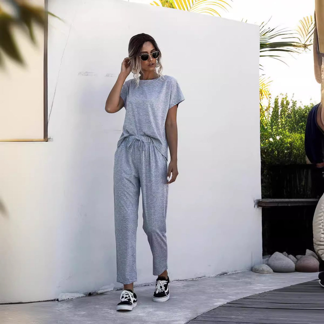 Damen Loungeanzug mit lockerem Schnitt und elastischem Bund Heidi-Mode