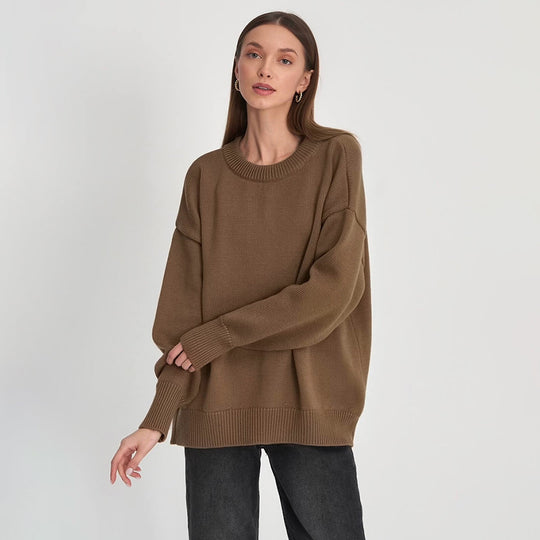 Damen Bequemer Oversized Pullover aus hochwertigem Strick Heidi-Mode