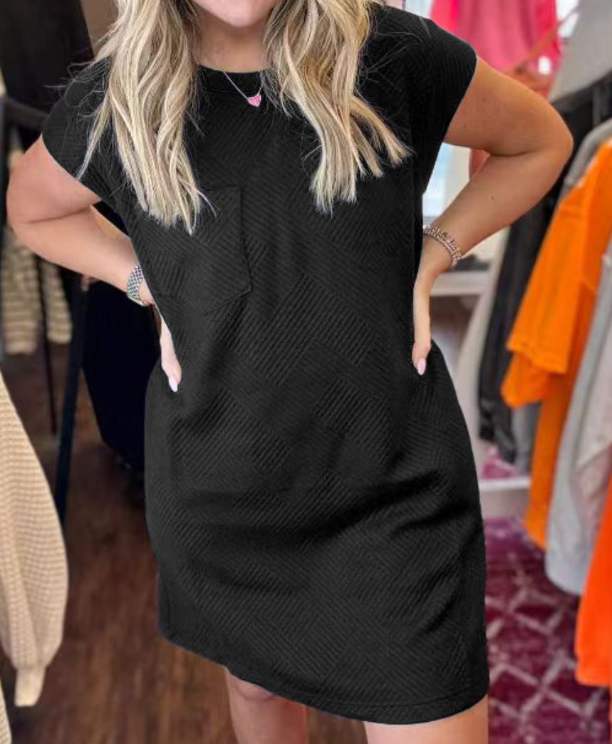 Damen lässiges T-Shirt-Kleid mit einem stilvollen strukturierten Design Heidi-Mode