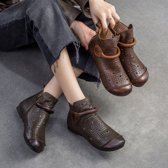 Damen Stiefeletten mit atmungsaktiver Perforation und elegantem Design Heidi-Mode