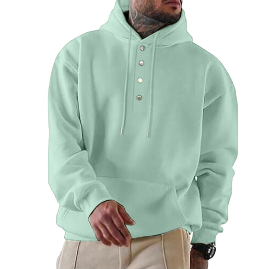 Herren Kapuzenpullover mit modischen Druckknöpfen Heidi-Mode